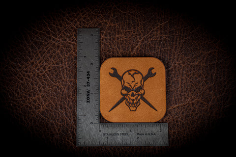 Skull-Spuds Leather Sticker